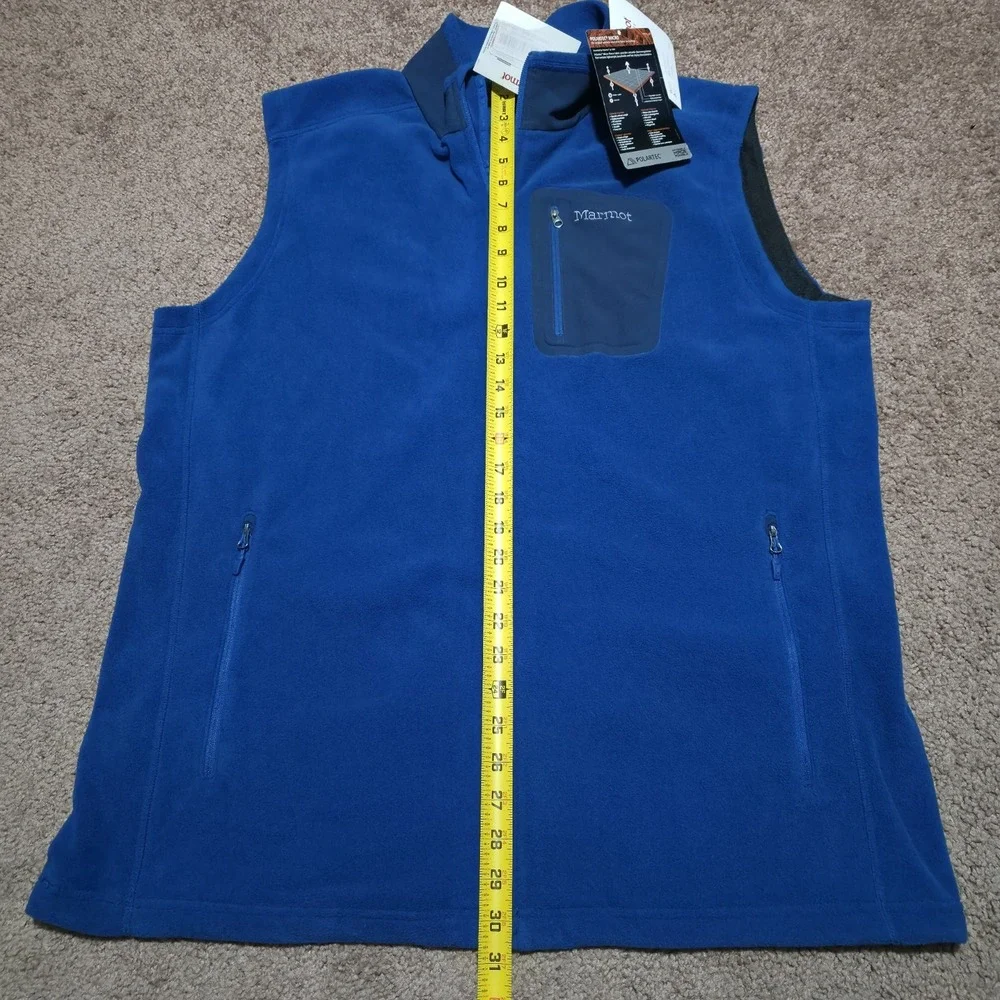 Marmot PolarTec Vest Mens Size 2XL Blue‎ Fleece Full Zip Lightweight Casual New